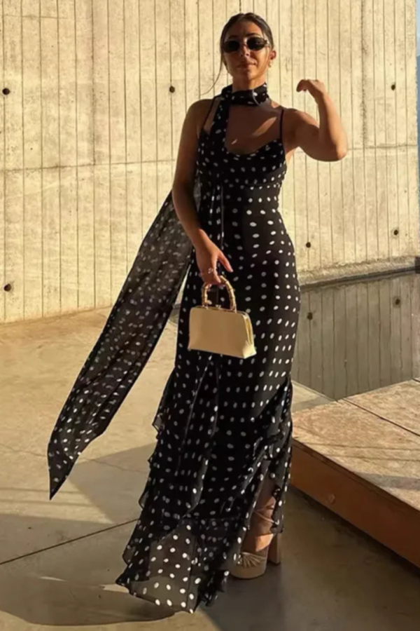 Dot Drama Scarf Dress
