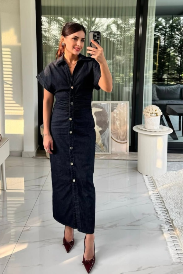 Dark Blue Denim Bodycon Dress