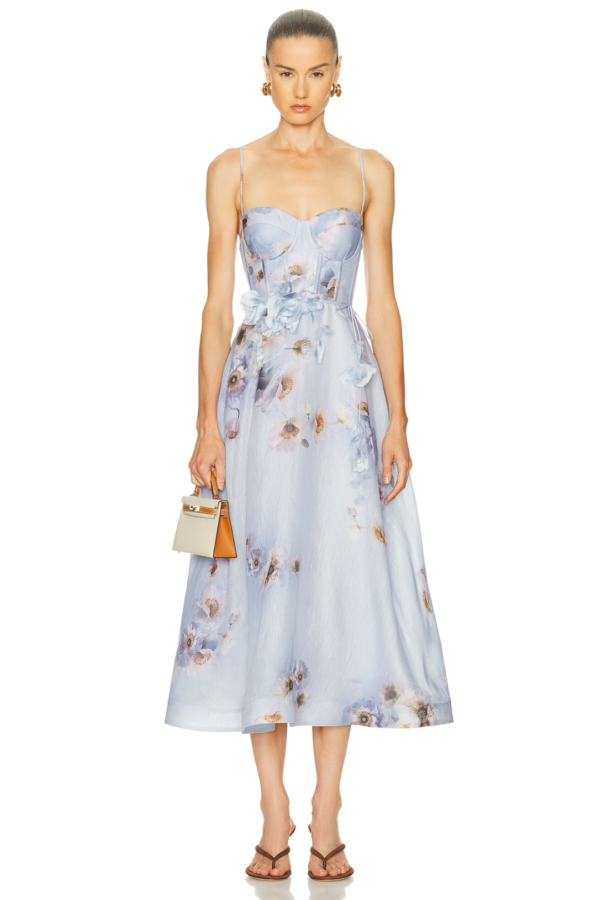 Lilac Floral Bustier Corset Maxi Dress